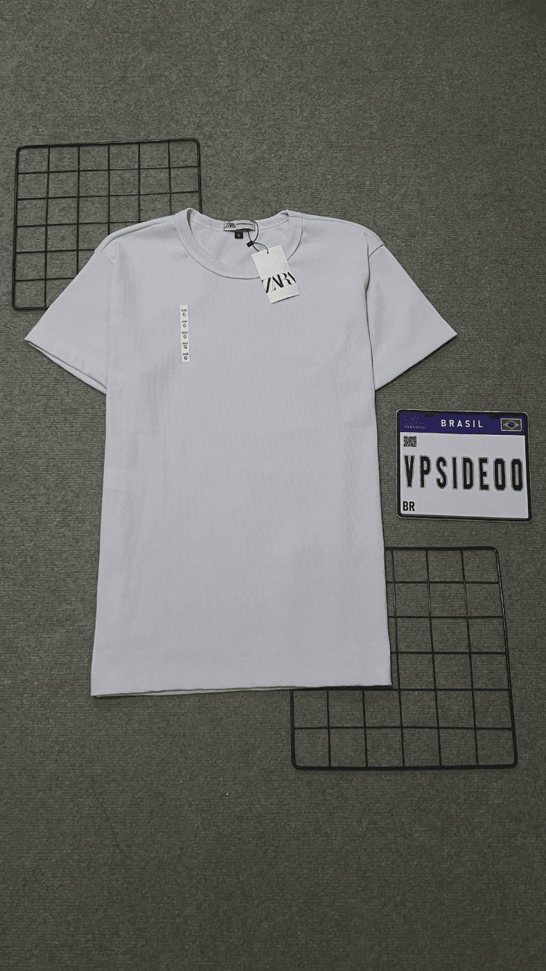 Camiseta Canelada Branca Zara