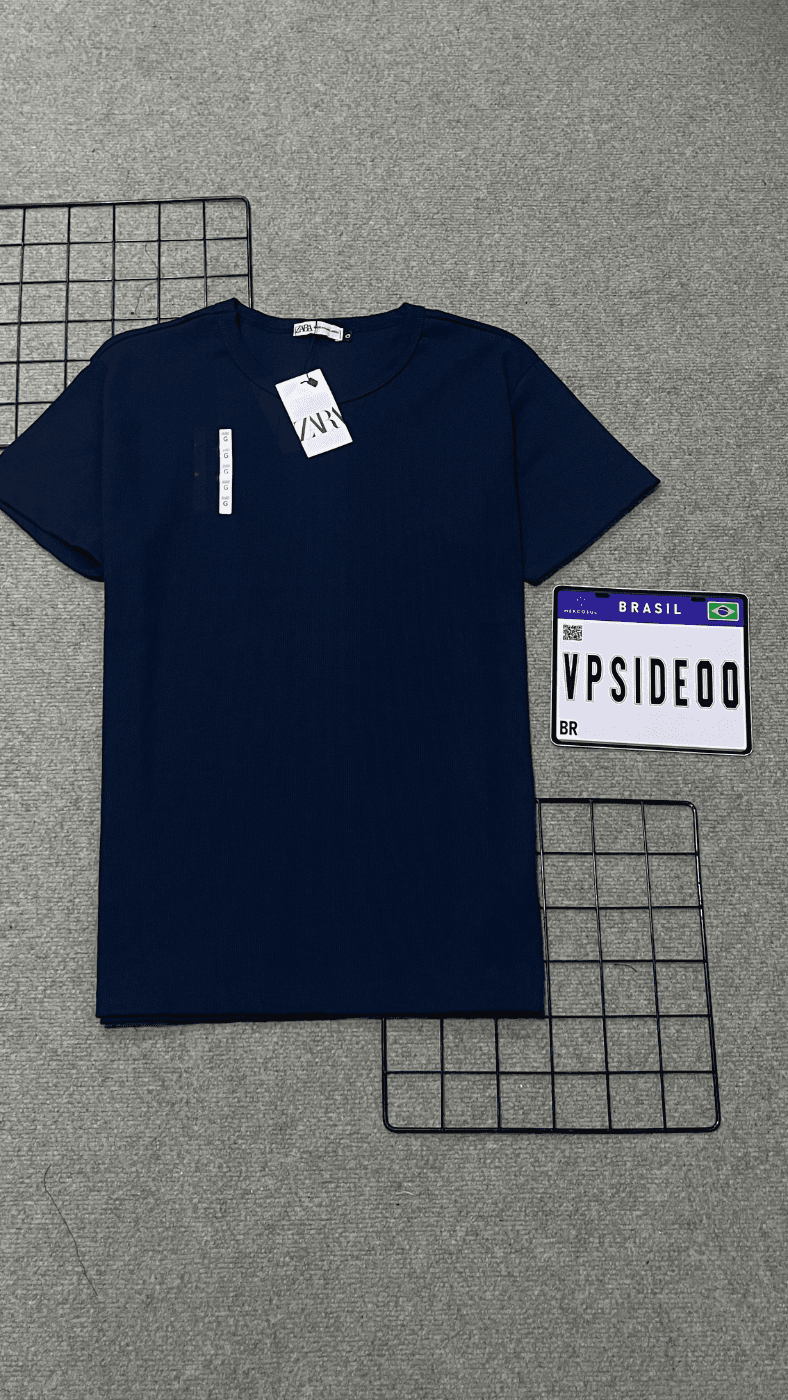 Camisa Canelada Azul Marinho Zara