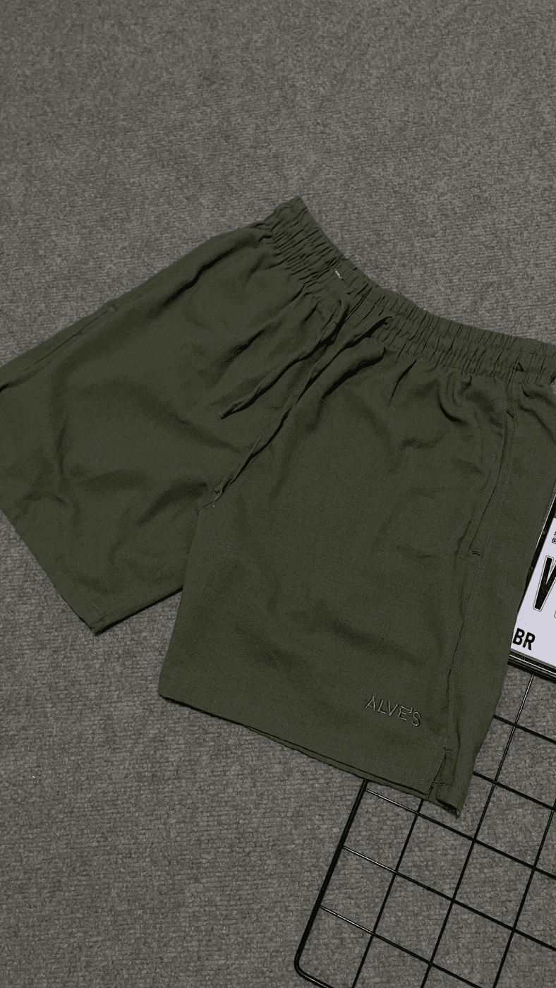 Short Linho Verde Escuro