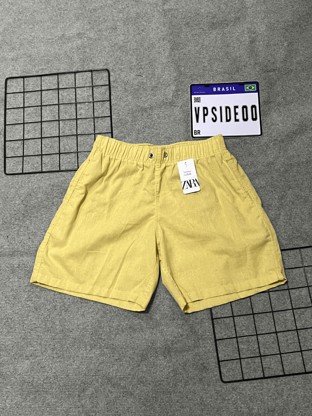 Short Linho Zara Amarelo