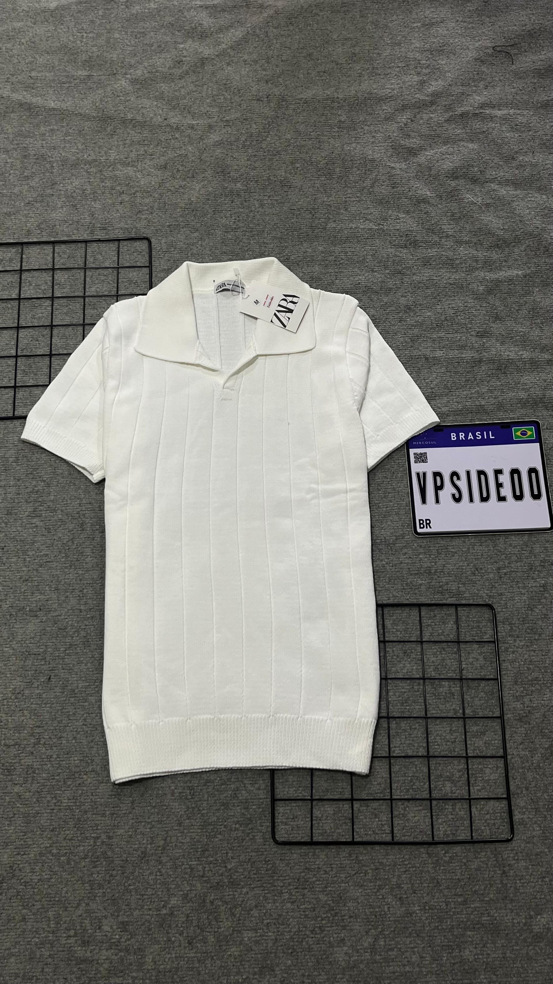 Gola Polo Zara Texturizada Branca