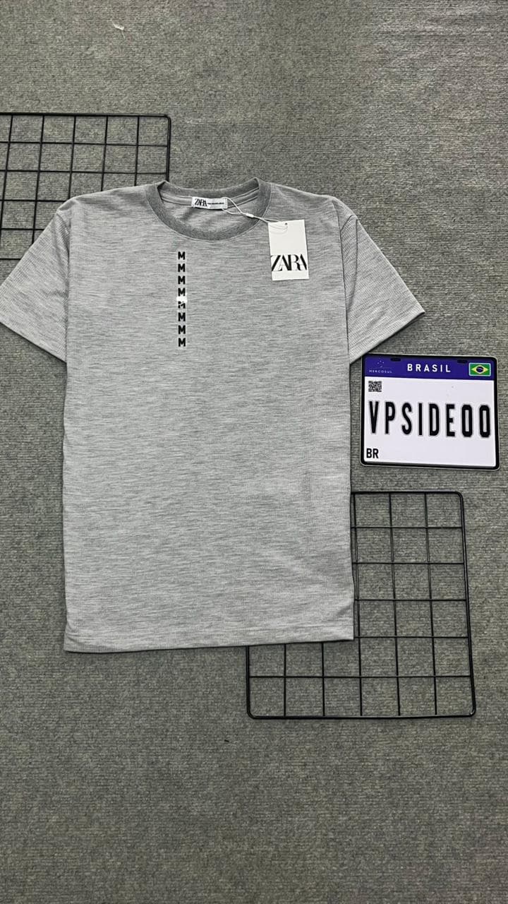 Camiseta Canelada Zara Cinza