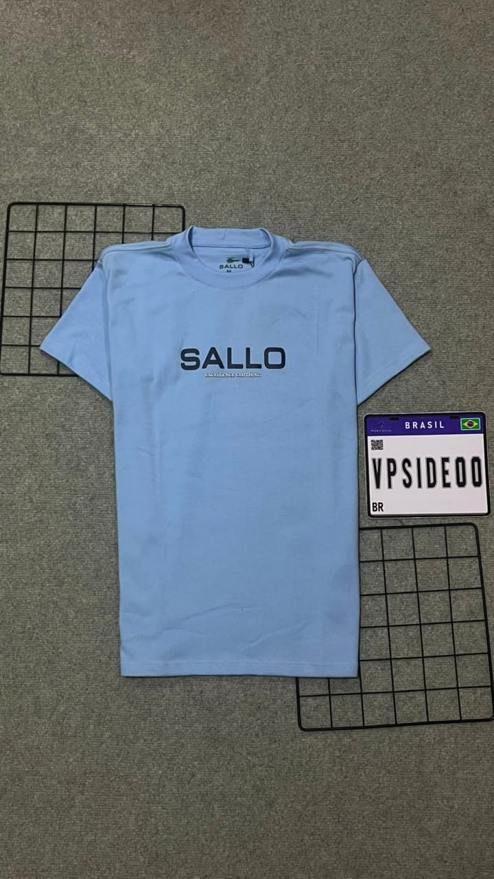 Camiseta Sallo Letreiro Azul Bebê